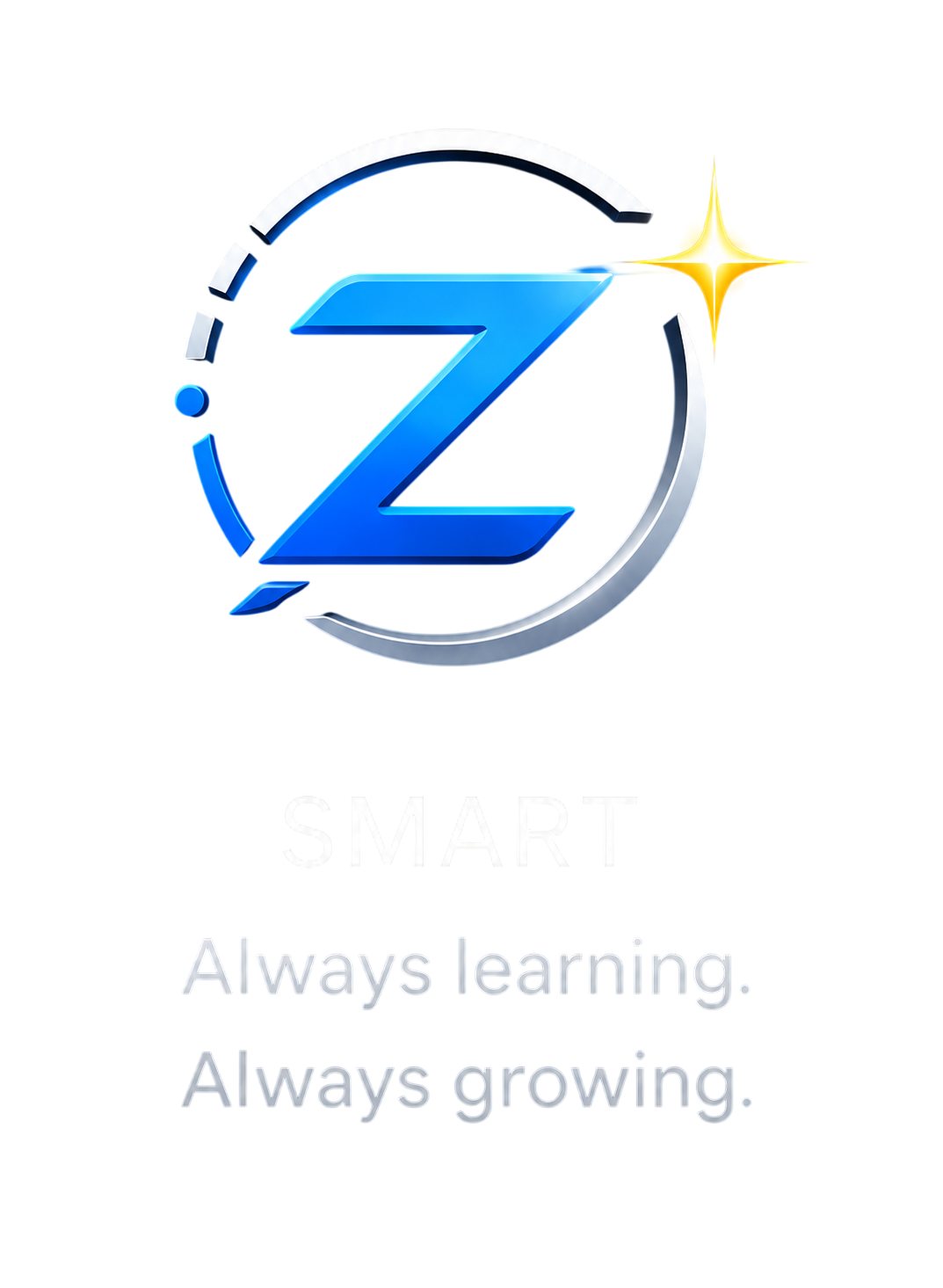 Smart principle icon: a royal blue Z inside a silver ring with a gold spark