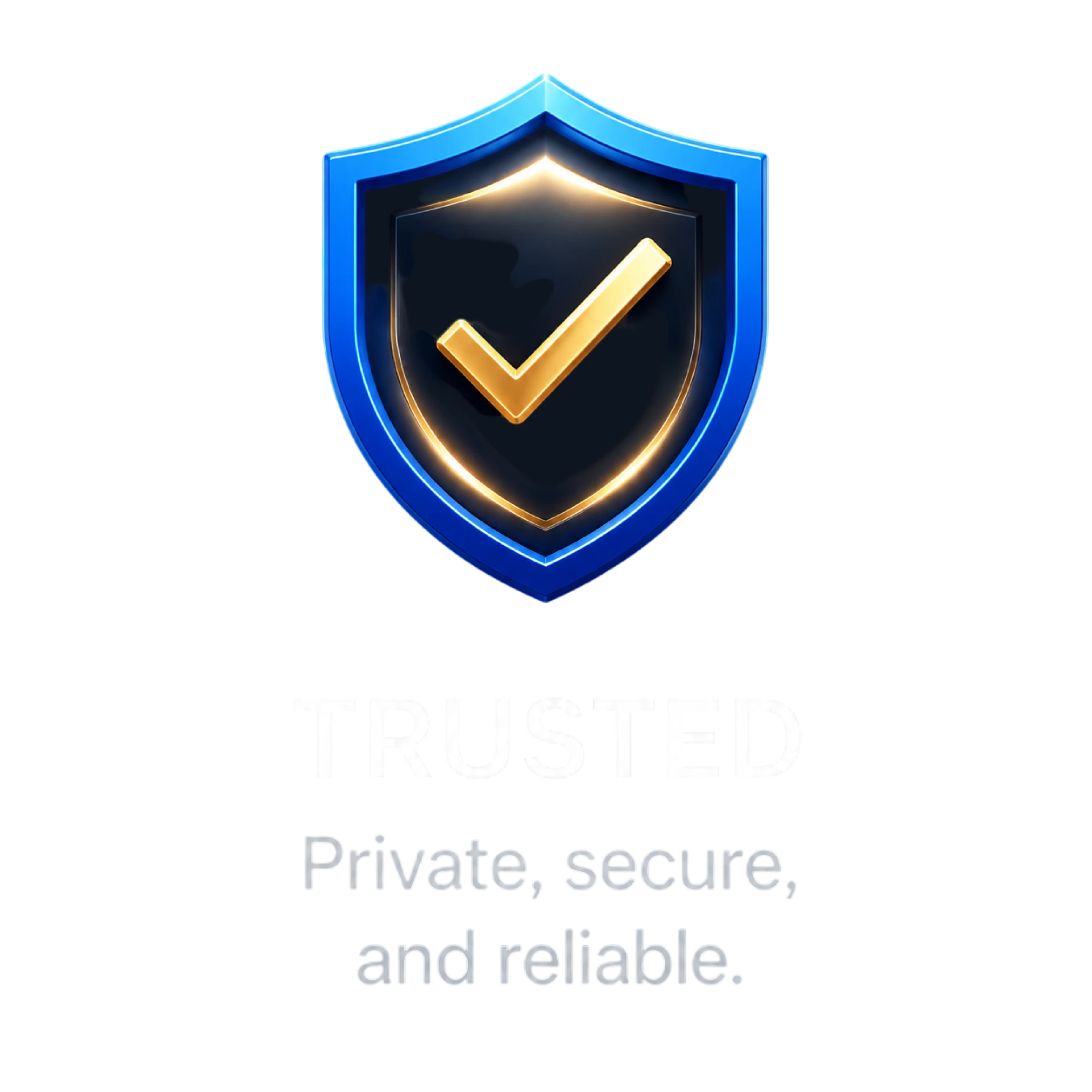 Trusted principle icon: a royal blue shield with a gold checkmark