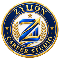 Zyiion Career Studio gold and navy seal used on certificates and milestones